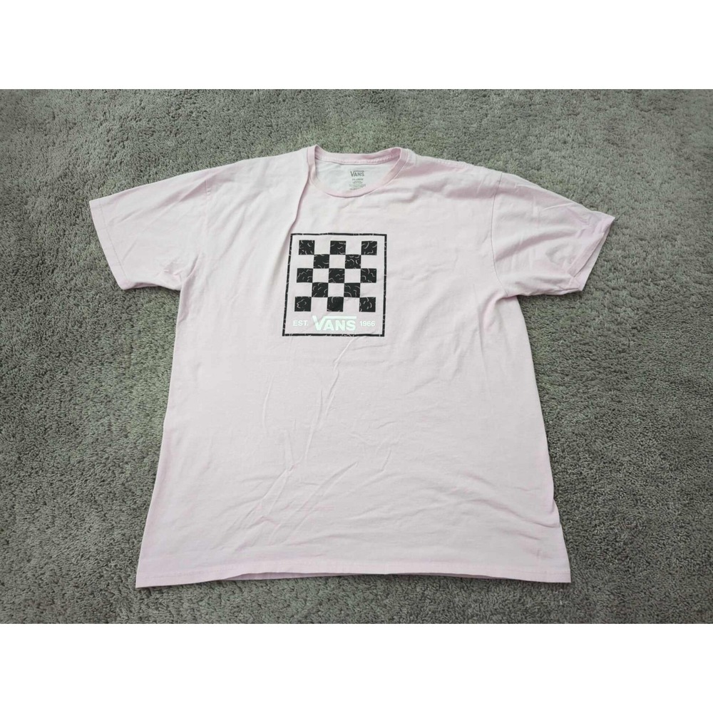 Vans T Shirt Mens XXL Pink Short Sleeve Checkboard Flying V Skate Streetwear